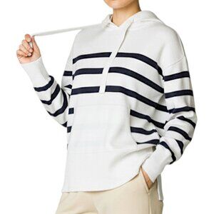 Glyder NWT White and Navy Blue Stripe Hoodie Women's Size S